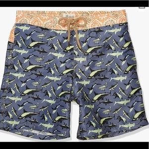 Maaji swimwear rhapsody road sharply sharks men's long trunk